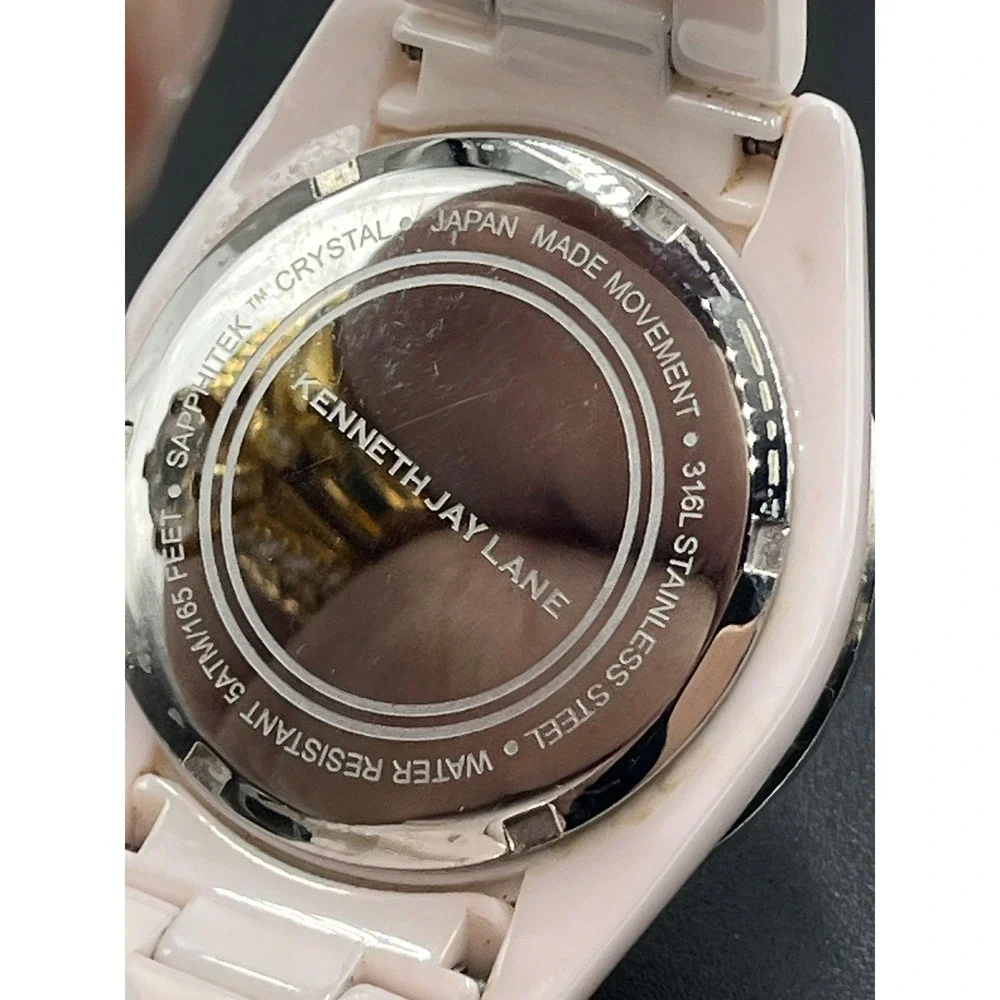 Kenneth Jay lane KJL Vintage Pale‎ Pink Ceramic 3000 series Womens Wrist Watch